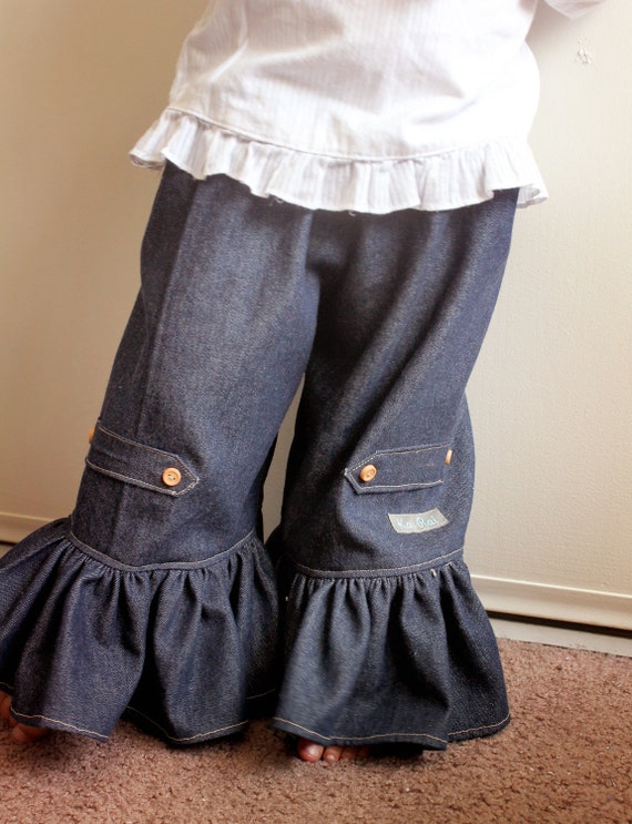 Ruffle Jeans Toddler Girls Wide Leg Pants by KaiRaiKids on Etsy