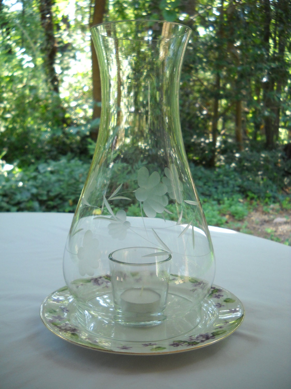 Princess House Hand Blown Crystal Hurricane Lamp Globe 1980s