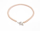 Pearl Necklace, Bridal Necklace, Sophiticated, Romantic Necklace, Wedding Necklace, Peach beaded necklace, Salmon necklace, Bride Pendant