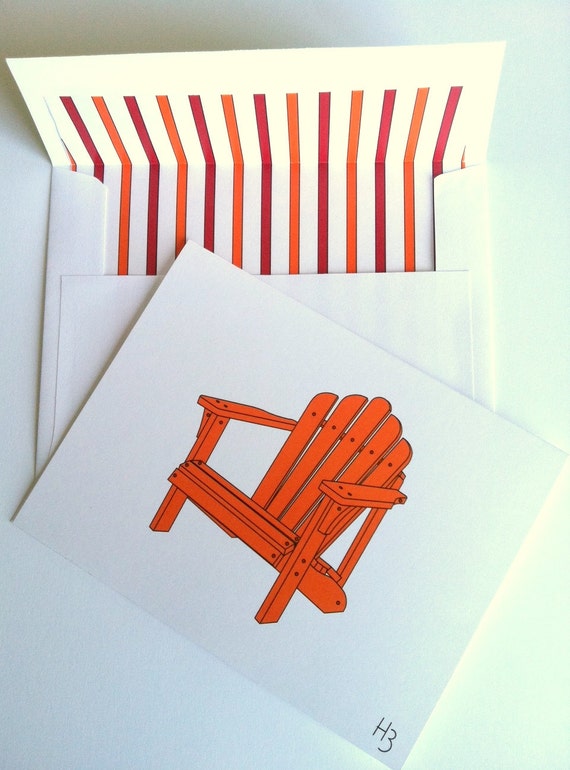 Coastal Note Card -Adirondack Chair Note Card with coordinating 