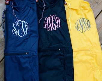 MONOGRAMMED Hooded Rain Jacket available in Navy, Black, Yellow-Monogrammed Gifts, Monogrammed Rain Jacket, Personalized Hooded Jacket