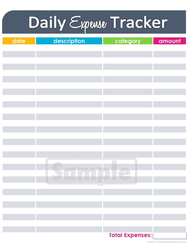 printable simple daily expense tracker