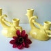 Vintage Camark Art Pottery Candle Holders Buttery Yellow