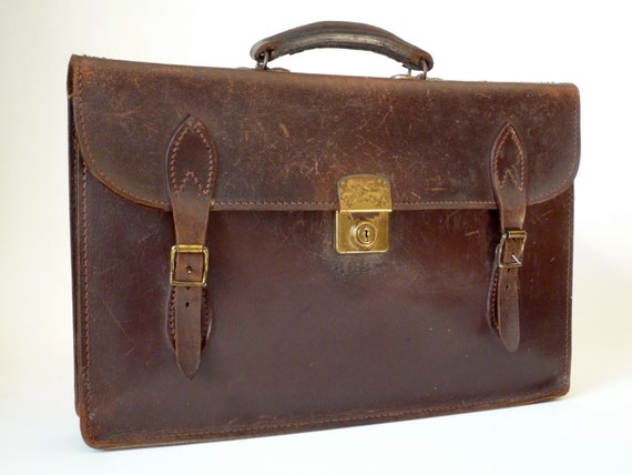 Vintage Leather Bag Briefcase Mod 1950s Bag