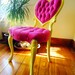 Velvet Tufted Antique Victorian Heart Back Chair - Upcycled - Magenta & Yellow