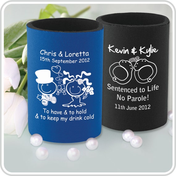 60 x Printed Stubby Holders Coolers Wedding by PersonalisedFavours