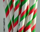 Red and Green Paper Straws--50 Red and Green Stripe Paper Straws, Holiday Paper Straws, Christmas Wedding, Christmas Party, Diy Flag, Il_170x135