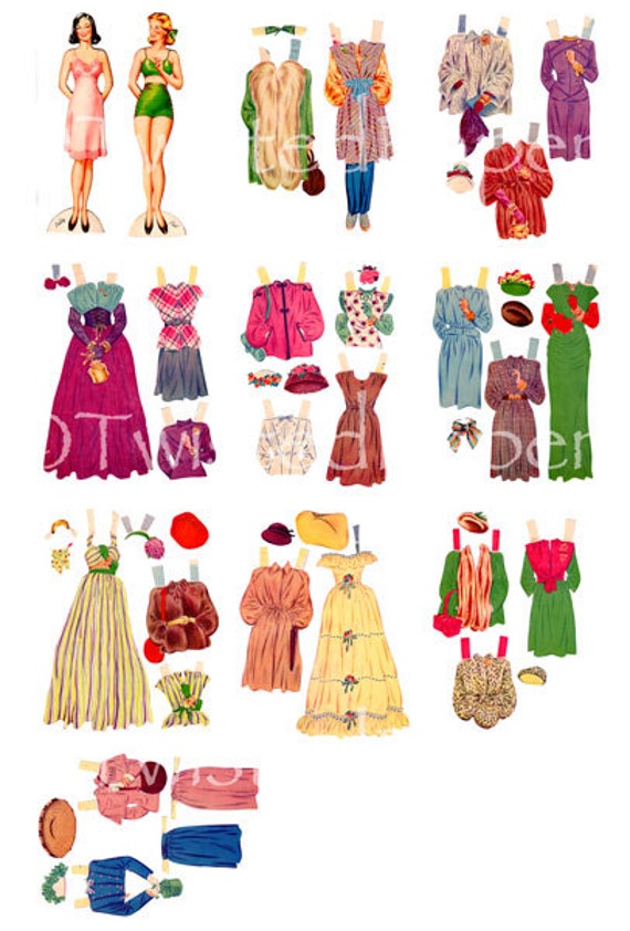 size x 1 10 actual Outfits Actual DOLLS 10 Size 1940's Pages PAPER 20 of