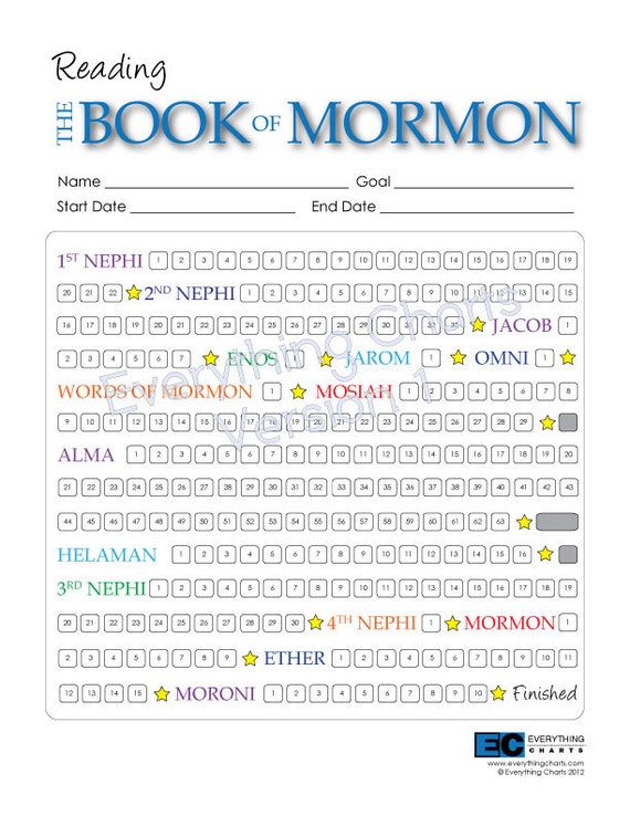 Book of Mormon Reading Chart PDF File/Printable