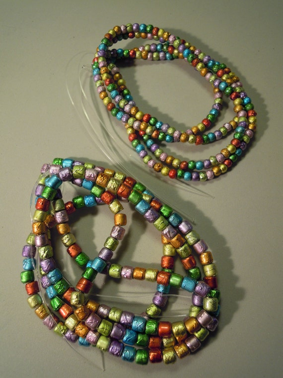 Assorted colored glass bead strings