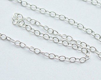 6 feet, Italian Sterling Silver 1.5mm x 2mm Fine Oval Chain M/FZ027