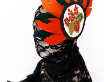 Ready to Ship Miyu Decay OOAK Tribal Indian Vintage Kimono Fabric Headband-Feathers
