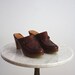 Leather Clogs Brown High Wooden Heel Brazilian - Women's 6 - 1970s VINTAGE