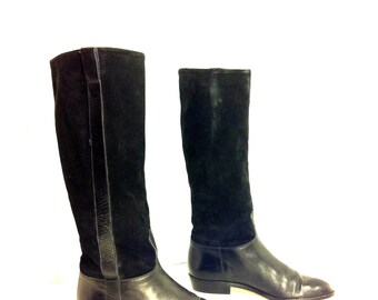 Tall Leather Riding Boots 6.5 - English Riding Boots 6.5 - Knee High Italian Boots