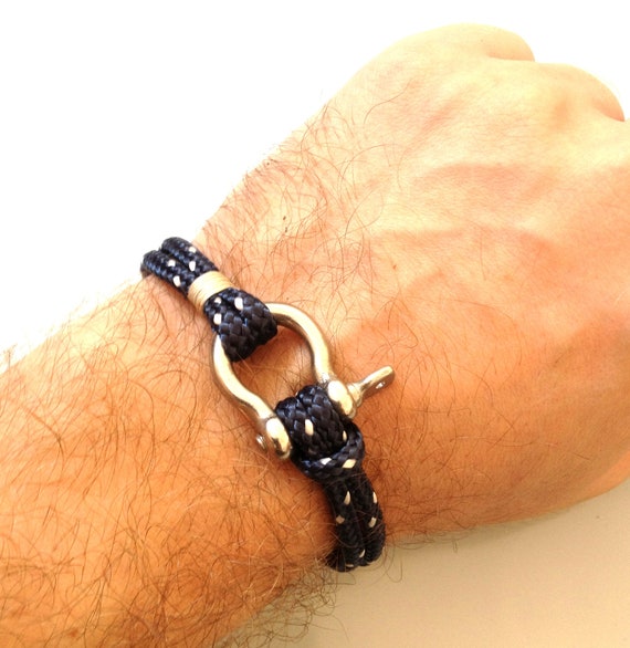 Nautical Sailing Bracelet Stainless steel Shackle Rope