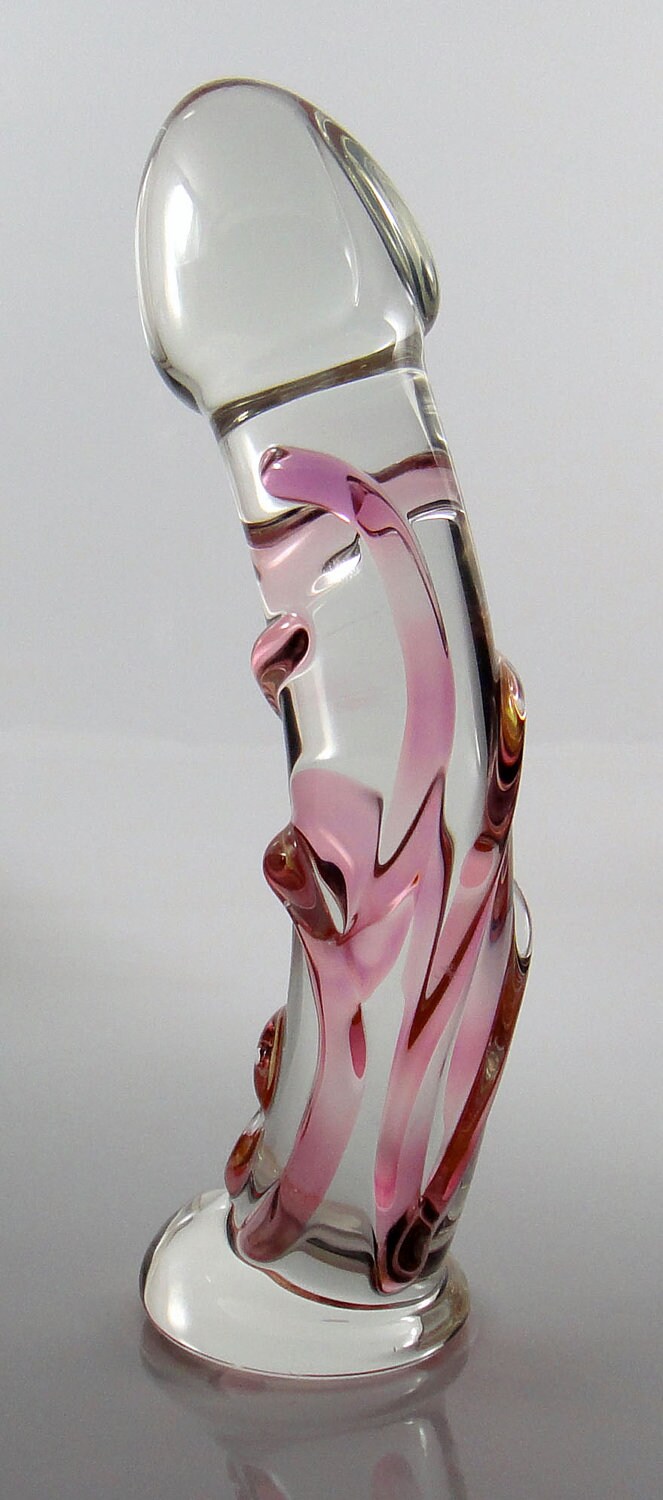 Medium 24K Gold Vein Textured Glass Dildo Sex Toy MATURE