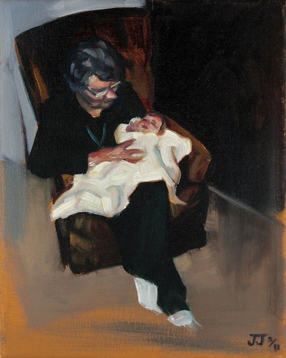 Items similar to Original Oil Painting, "Granny" on Etsy