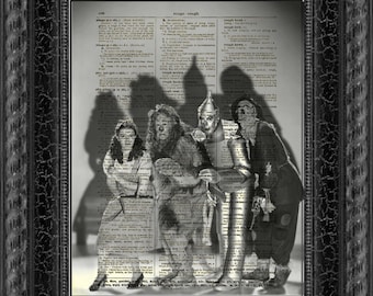 Dictionary Art Print, Wizard of Oz Print, Halloween Decor, Dorothy, Cowardly Lion, Tin Man, Scarecrow