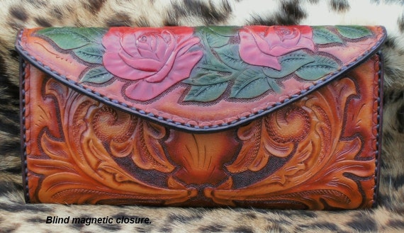 Handmade custom leather clutch purse