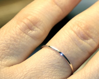 Very Thin White Gold Wedding Band, womens wedding rings, womens wedding bands, 1mm skinny dainty simple, space spacer ring, mila kunis ring