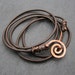 Tarxien Spiral Bracelet - Delicate wrapped leather and copper spiral bracelet / necklace, 2 in 1