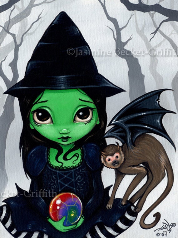 Wicked Witch and Her Flying Monkey oz fairy art print by