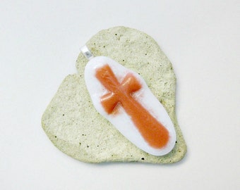 Fused Glass Pendant - Cross Pendant