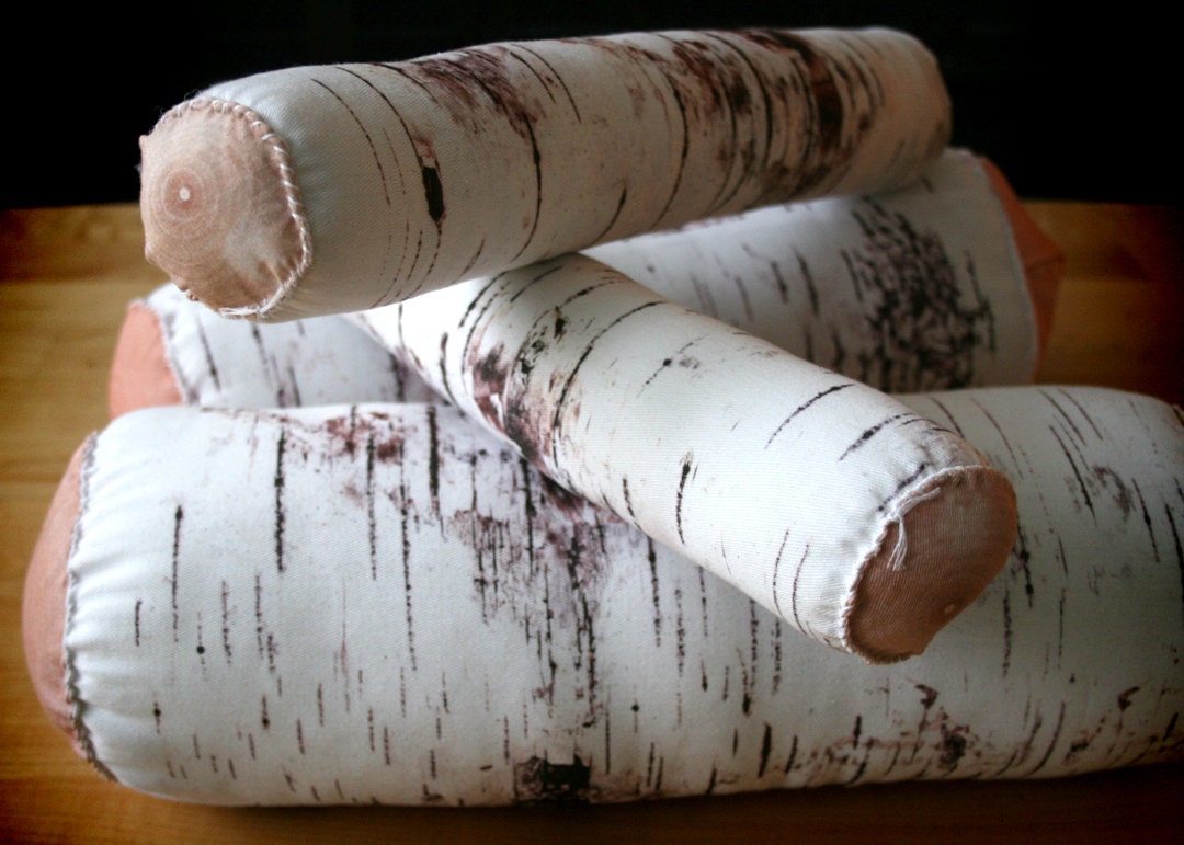 Skinny Mini Birch Tree Log Bolster Pillow 1