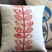 NEW Anna Joyce Textile Collection Linen Pillow, 14 x 14, Red Vintage Leaves