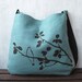 Hemp Tote Bag - Handbag - Messenger Bag with Bird on Tree - Turquoise Blue