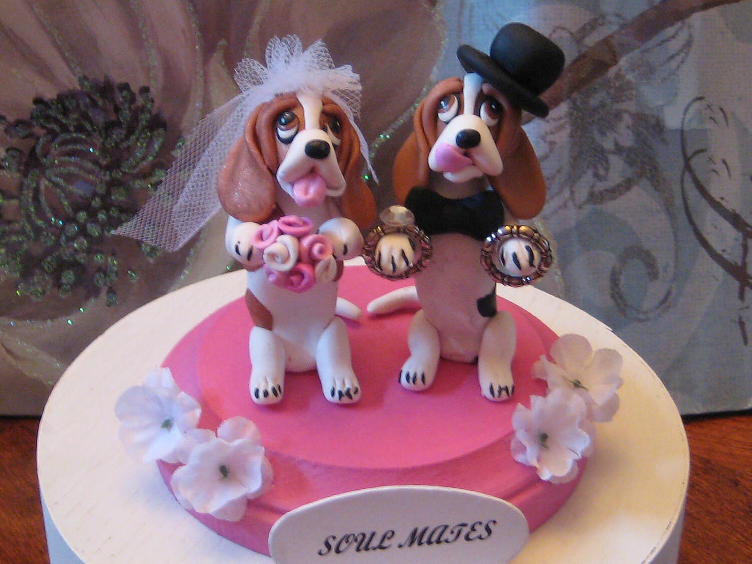 Handmade Basset Hound dog Wedding Anniversary Bridal Vow