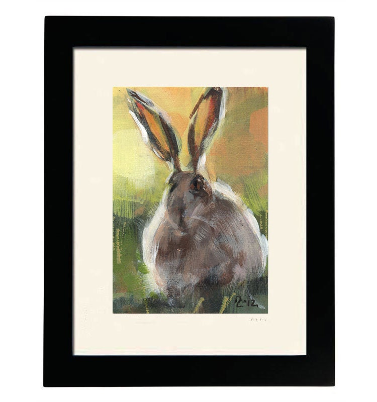 Art Print Wildlife Rabbit Outdoors Rustic Painting by lloydgallery