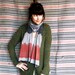 Screen Printed Jersey Scarf in Slate Gray with Navy Blue and Red Chevron Print