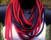 T Shirt Scarf - Necklace - Red and Black