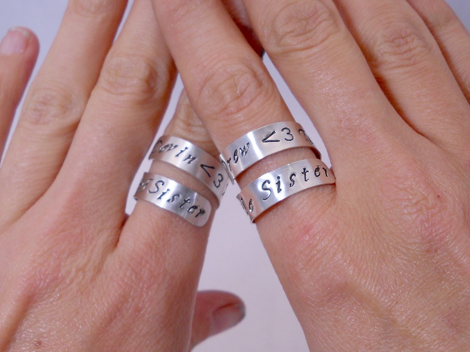 Custom Best Friends Rings Set of TWO Personalized by MerCurios
