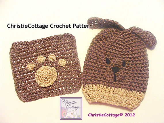 Puppy Dog Wash Mitt Wash Cloth Set  Crochet Pattern PDF