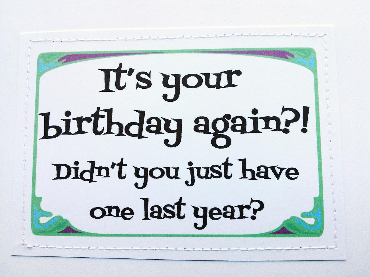 Snarky Birthday Card Its Your Birthday Again By Sewdandee 