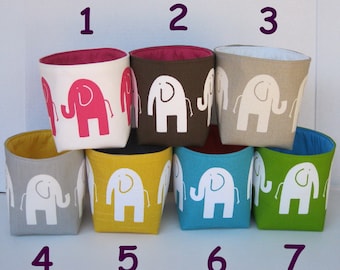 Storage and Organization - Mini Fabric Storage Container Organizer Bin- Ele Elephant - Choose Outside and Inside/ Lining Fabrics