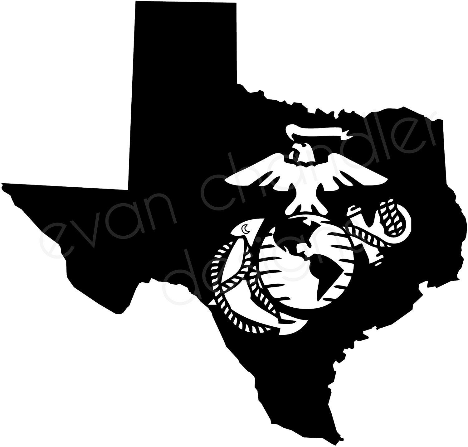 Download Eagle Globe and Anchor in Texas Decal 12x12
