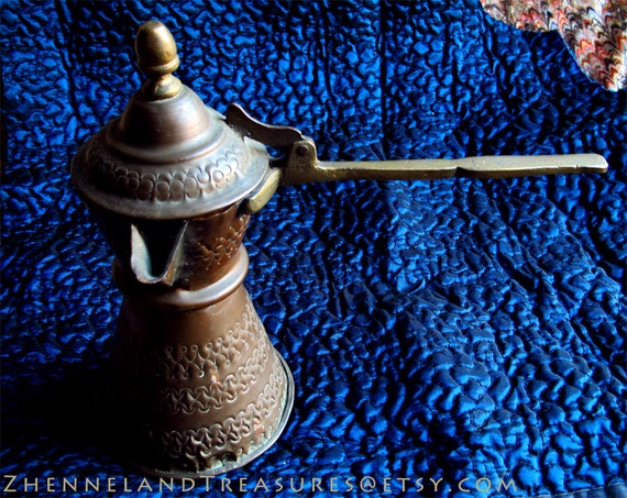 Items Similar To Antique Turkish Copper Coffee Pot With Hinged Lid Brass Handle Cezve Ibrik 5290