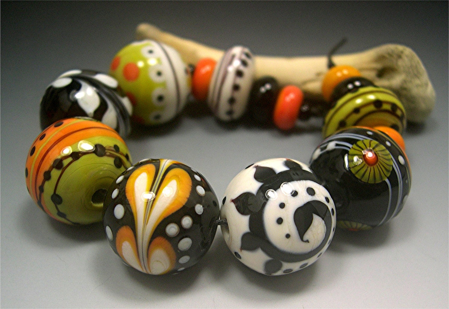 Handmade Lampwork Glass Beads Set Donna Millard Sra Lamp Work 9235