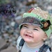 Green and beige with pink accents Recycled sweater childs size Jax hat