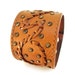 Honey Brown Leather Cuff Bracelet with Stitching & Studded Amber Rhinestones, EcoFriendly, OOAK