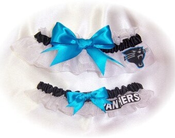 Carolina Panthers Wedding Garter Set Handmade Keepsake and Toss Bridal WBT