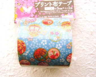 Japanese Fabric Tape Cherry Blossoms Temari Japanese Balls Blue