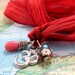 Yoga Wrap Necklace/Bracelet with Silver Om Pendant on Dyed Burnt Orange Silk Ribbon