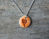 Orange Necklace - Heart Necklace- Ceramic jewelry