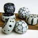 Handmade Polymer Clay Beads - Organic Black and Whites
