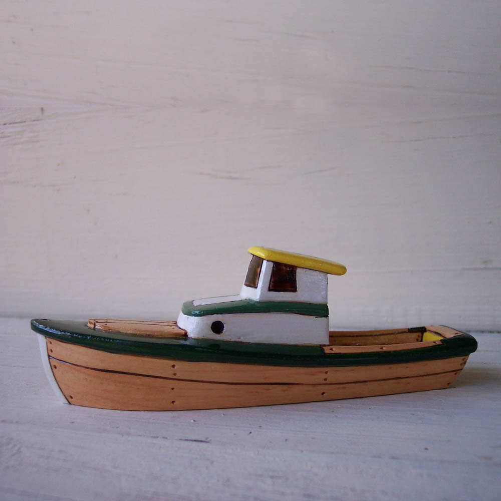 Green Drake Wooden Toy Boat