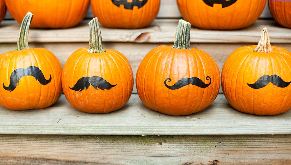 Pumpkin mustache stickers no carve jack o lantern Pumpkin